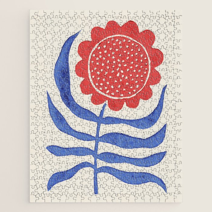 Red Flower / Lino Print Jigsaw Puzzle Gallery Image 1