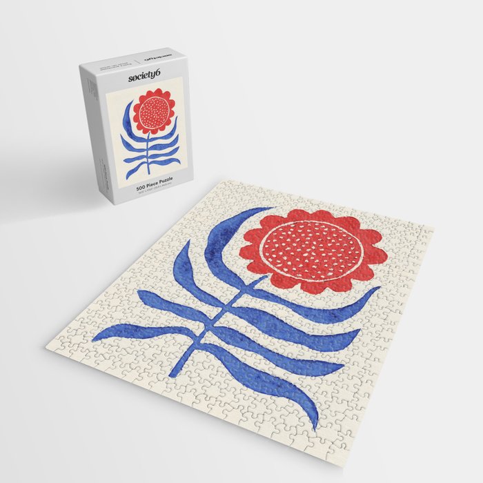 Red Flower / Lino Print Jigsaw Puzzle Gallery Image 2