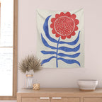 Red Flower / Lino Print Wall Tapestry Gallery Image 2