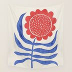 Red Flower / Lino Print Wall Tapestry Gallery Image 4