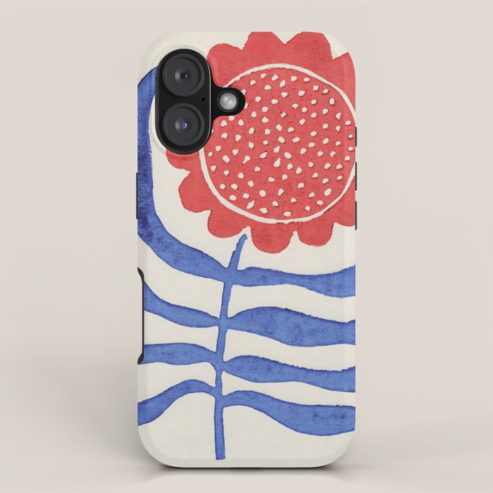 Red Flower / Lino Print iPhone Case Gallery Image 1