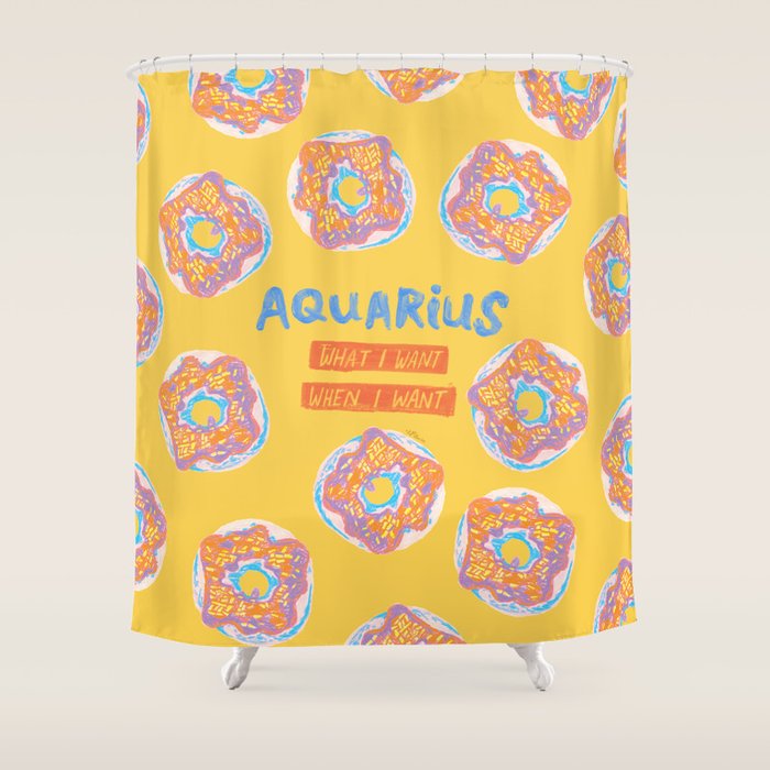Aquarius Confidence in Buttercup Yellow | Zodiac Series Shower Curtain Gallery Image 1
