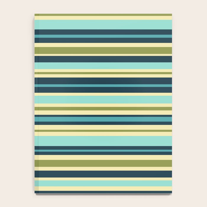 Stripes in Blue Aqua Olive Vanilla Notebook Gallery Image 4