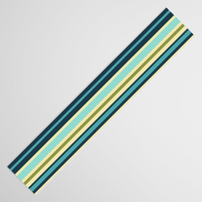 Stripes in Blue Aqua Olive Vanilla Table Runner Gallery Image 3