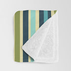 Stripes in Blue Aqua Olive Vanilla Throw Blanket Gallery Image 3