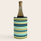 Stripes in Blue Aqua Olive Vanilla Wine Chiller Gallery Image 3