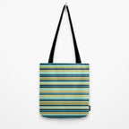 Stripes in Blue Aqua Olive Vanilla Tote Bag Gallery Image 2