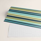 Stripes in Blue Aqua Olive Vanilla Wrapping Paper Gallery Image 2