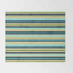 Stripes in Blue Aqua Olive Vanilla Throw Blanket Gallery Image 2