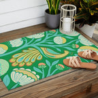 Peacock Dreams - Electric Green Outdoor Rug Gallery Image 2