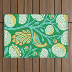 Peacock Dreams - Electric Green Outdoor Rug Gallery Image 1