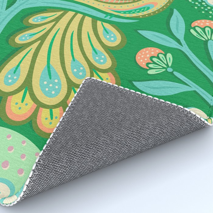 Peacock Dreams - Electric Green Rug Gallery Image 4