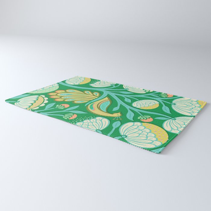 Peacock Dreams - Electric Green Rug Gallery Image 3