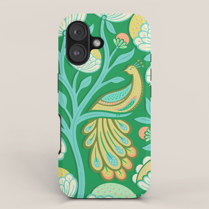 Peacock Dreams - Electric Green iPhone Case Gallery Image 1