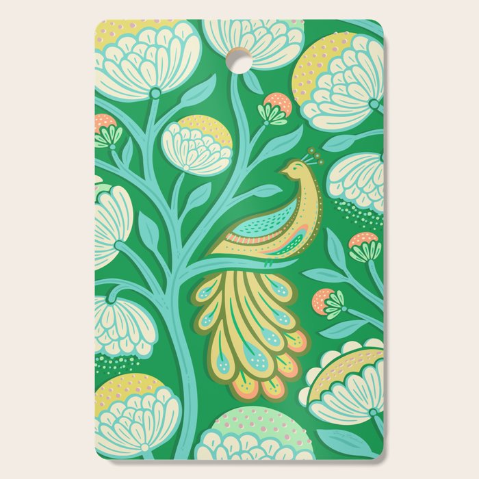 Peacock Dreams - Electric Green Cutting Board Gallery Image 1