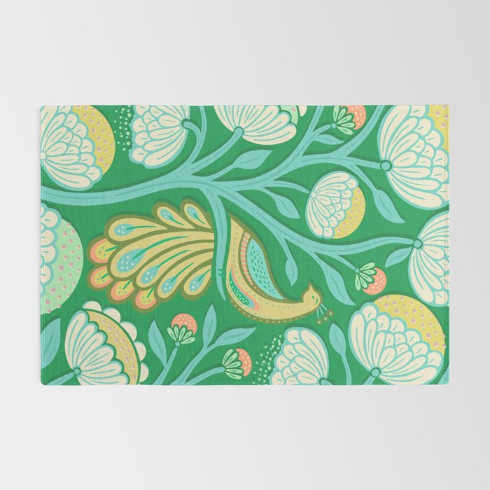 Peacock Dreams - Electric Green Rug Gallery Image 2