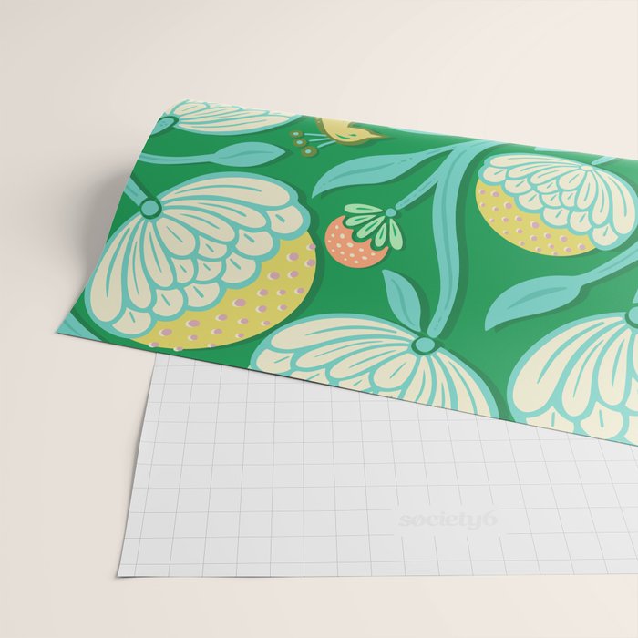 Peacock Dreams - Electric Green Wrapping Paper Gallery Image 2