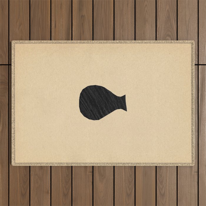 Minimalist black vase on the vintage paper Outdoor Rug