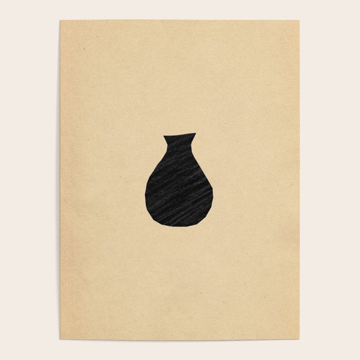 Minimalist black vase on the vintage paper Poster Gallery Image 4