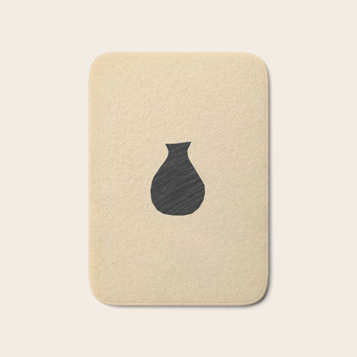 Minimalist black vase on the vintage paper Bath Mat Gallery Image 1