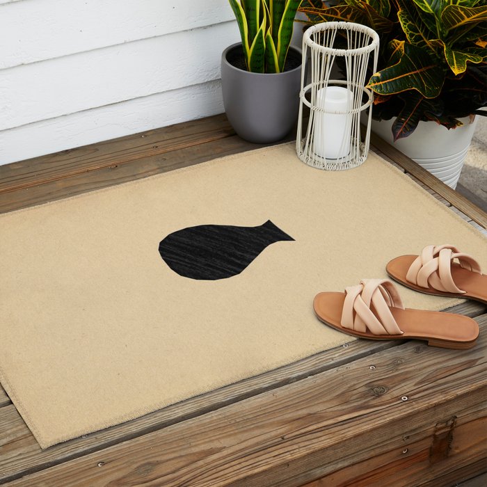Minimalist black vase on the vintage paper Outdoor Rug Gallery Image 2