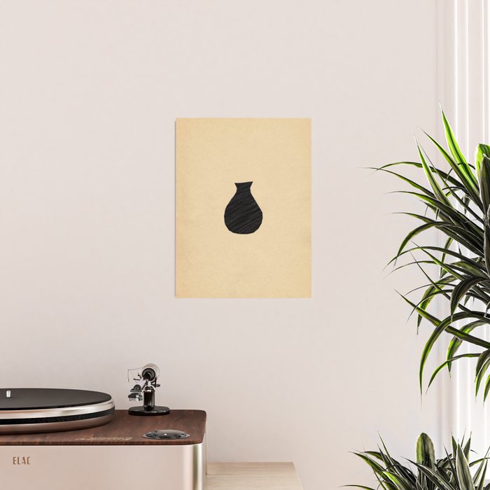 Minimalist black vase on the vintage paper Poster Gallery Image 2