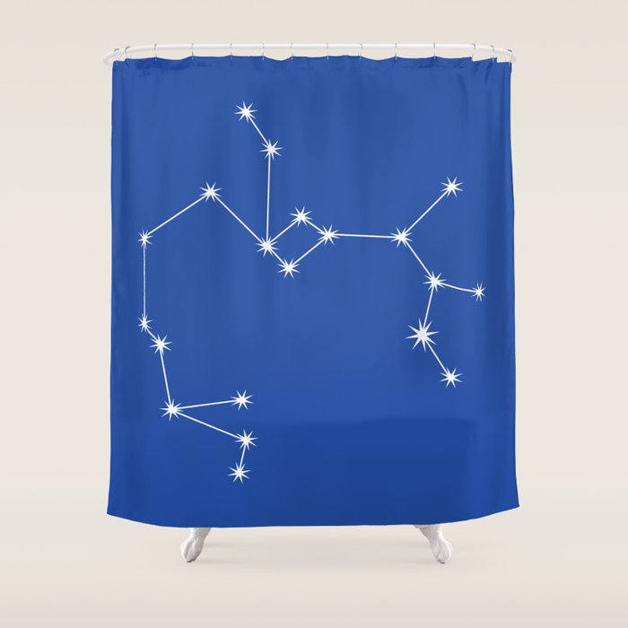 Sagittarius Zodiac Star Constellation Line Art Vibrant Blue Shower Curtain Gallery Image 1