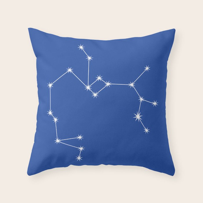 Sagittarius Zodiac Star Constellation Line Art Vibrant Blue Throw Pillow Gallery Image 1
