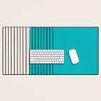 Turquoise Minimalist Digital Painting Artwork Black Lines Desk Mat Gallery Image 1