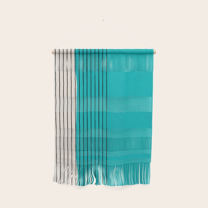 Turquoise Minimalist Digital Painting Artwork Black Lines Wall Hanging Gallery Image 1