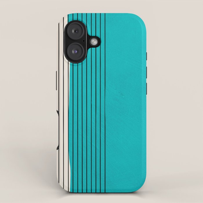 Turquoise Minimalist Digital Painting Artwork Black Lines iPhone Case Gallery Image 1