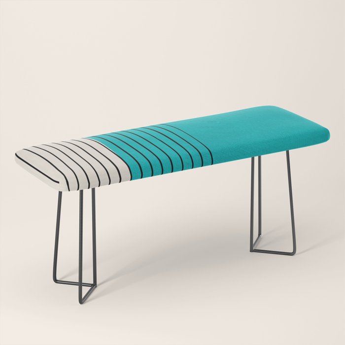 Turquoise Minimalist Digital Painting Artwork Black Lines Bench Gallery Image 1