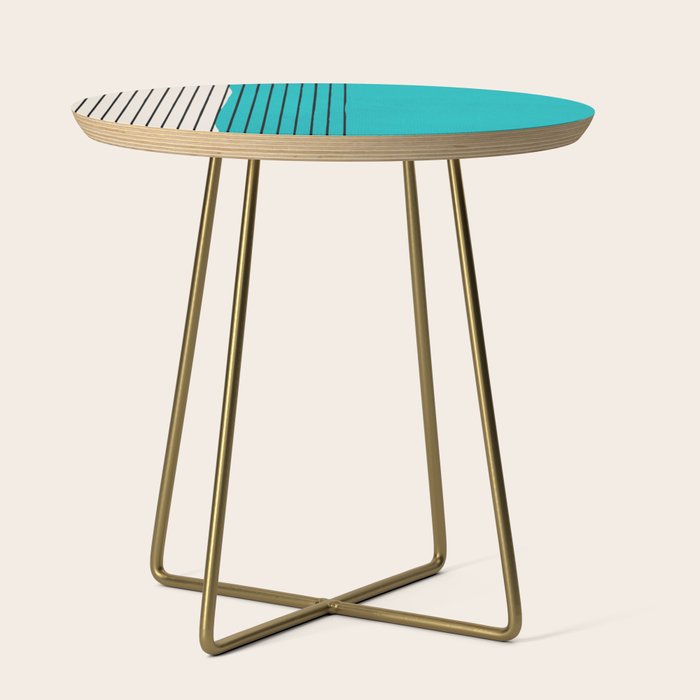 Turquoise Minimalist Digital Painting Artwork Black Lines Side Table Gallery Image 1