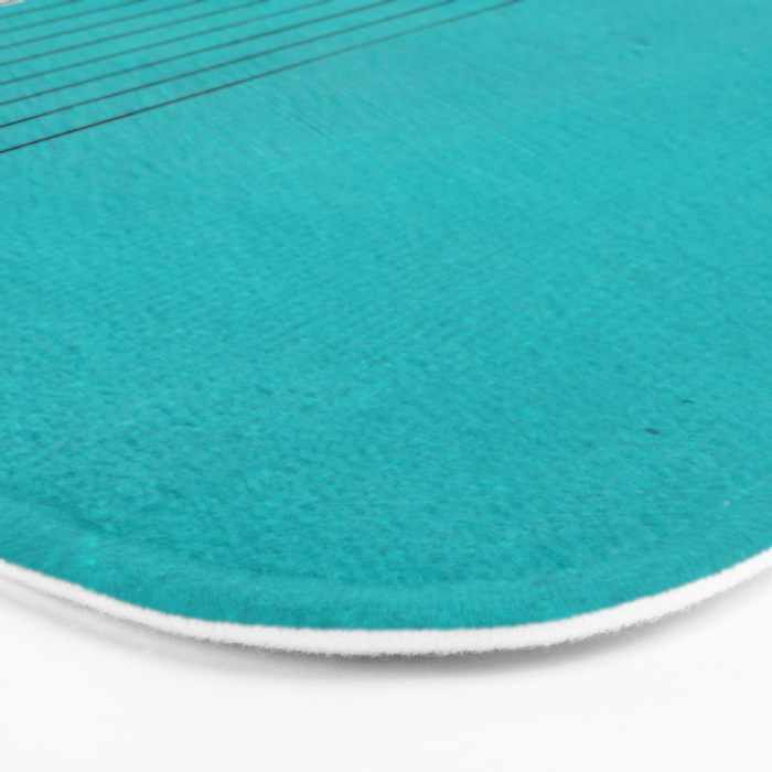 Turquoise Minimalist Digital Painting Artwork Black Lines Bath Mat Gallery Image 3