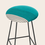 Turquoise Minimalist Digital Painting Artwork Black Lines Stool Gallery Image 2