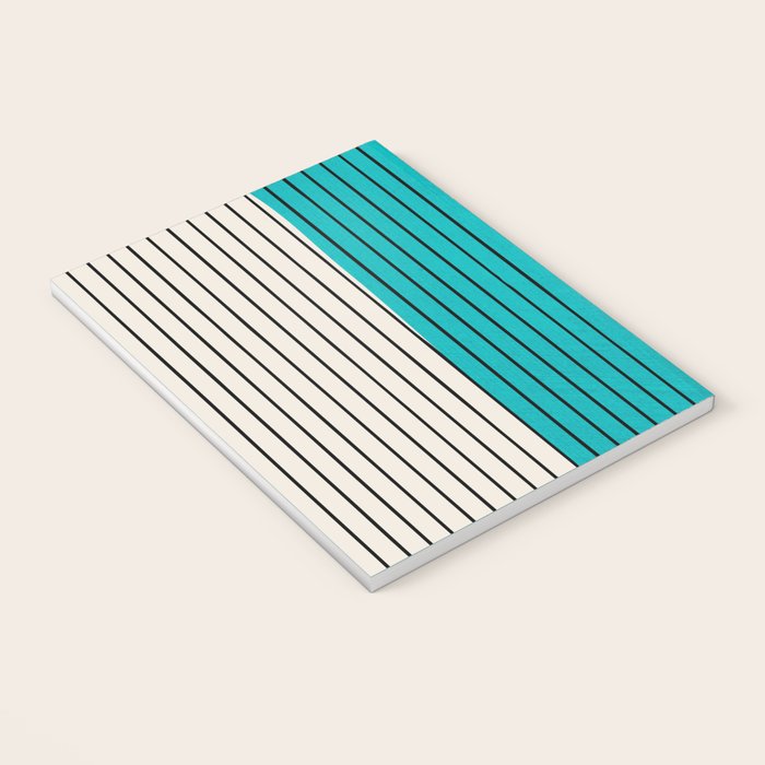 Turquoise Minimalist Digital Painting Artwork Black Lines Notebook Gallery Image 3