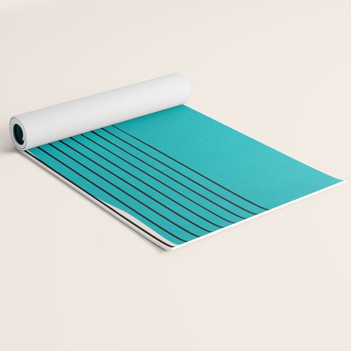 Turquoise Minimalist Digital Painting Artwork Black Lines Yoga Mat Gallery Image 2
