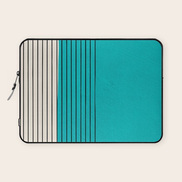 Turquoise Minimalist Digital Painting Artwork Black Lines Laptop Sleeve Gallery Image 1