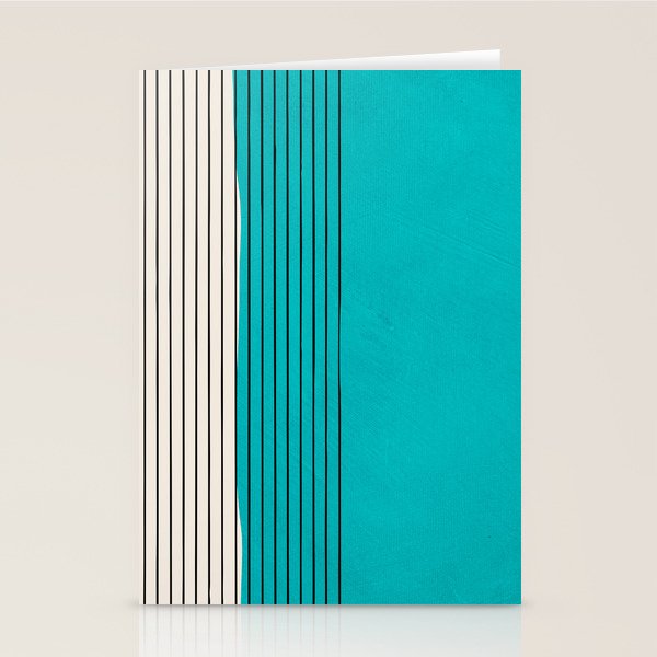 Turquoise Minimalist Digital Painting Artwork Black Lines Stationery Card Gallery Image 1