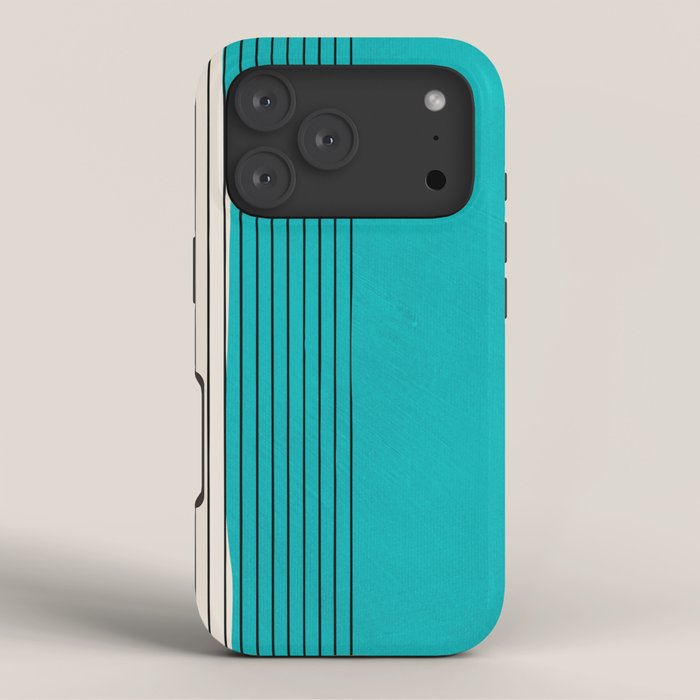 Turquoise Minimalist Digital Painting Artwork Black Lines iPhone Case Gallery Image 3