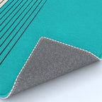 Turquoise Minimalist Digital Painting Artwork Black Lines Rug Gallery Image 4