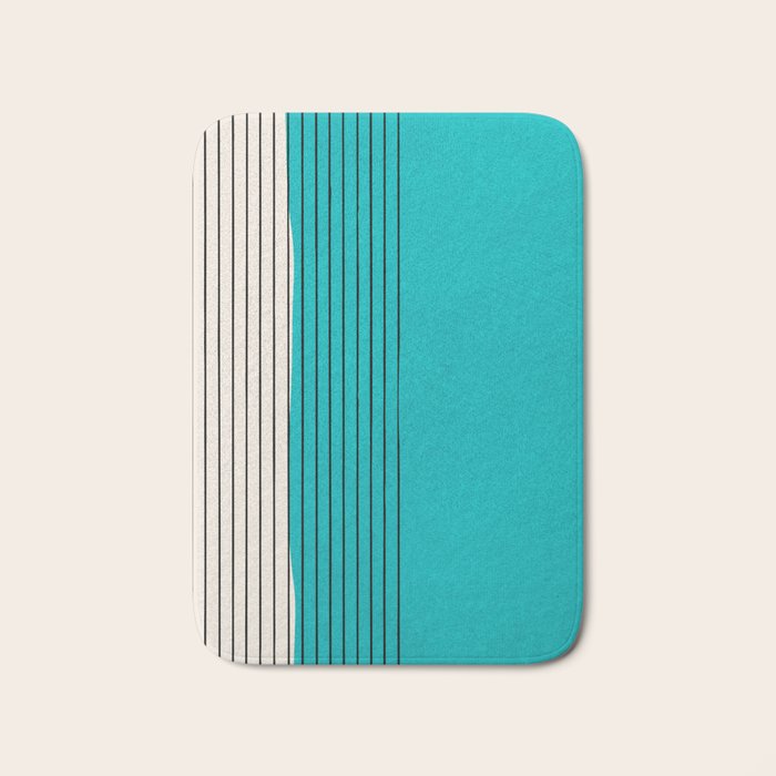 Turquoise Minimalist Digital Painting Artwork Black Lines Bath Mat Gallery Image 1