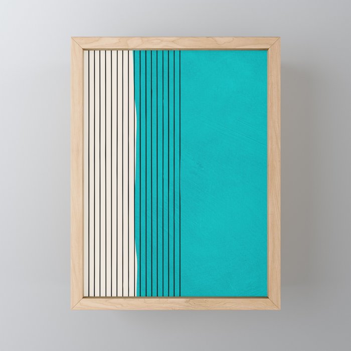 Turquoise Minimalist Digital Painting Artwork Black Lines Mini Art Print Gallery Image 1