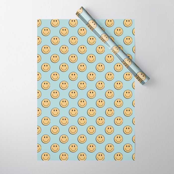 smiley face 90s Wrapping Paper Gallery Image 1