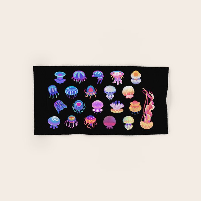 Jellyfish Day - dark Bath Towel Gallery Image 1