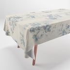 Rustic vintage bohemian blue white stripes elegant floral Tablecloth Gallery Image 1