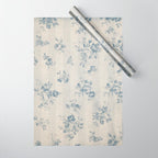 Rustic vintage bohemian blue white stripes elegant floral Wrapping Paper Gallery Image 1
