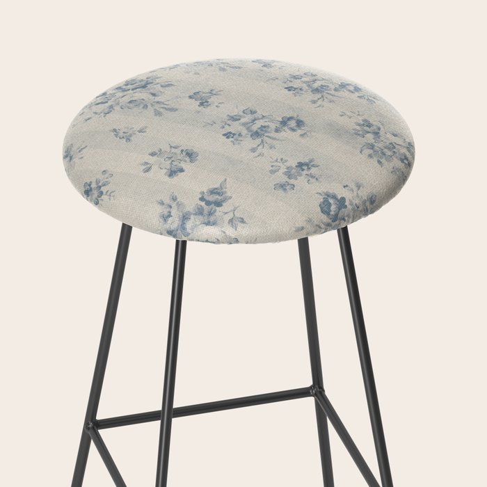 Rustic vintage bohemian blue white stripes elegant floral Stool Gallery Image 2