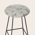 Rustic vintage bohemian blue white stripes elegant floral Stool Gallery Image 2