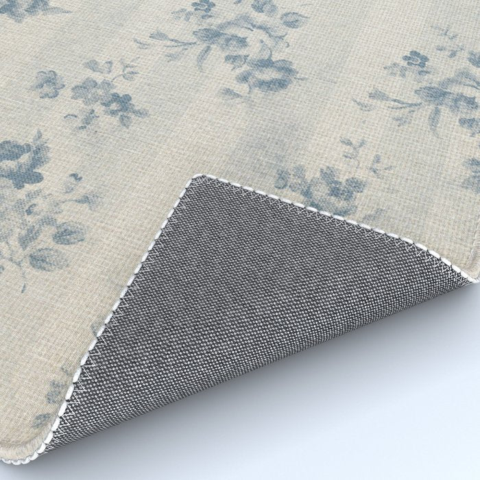 Rustic vintage bohemian blue white stripes elegant floral Rug Gallery Image 4